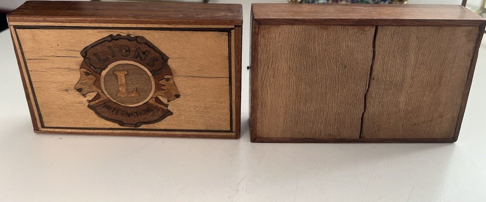🔴 Lions Club Mosaik-Box, handgefertigte Sarg-Vintage-Box 5 