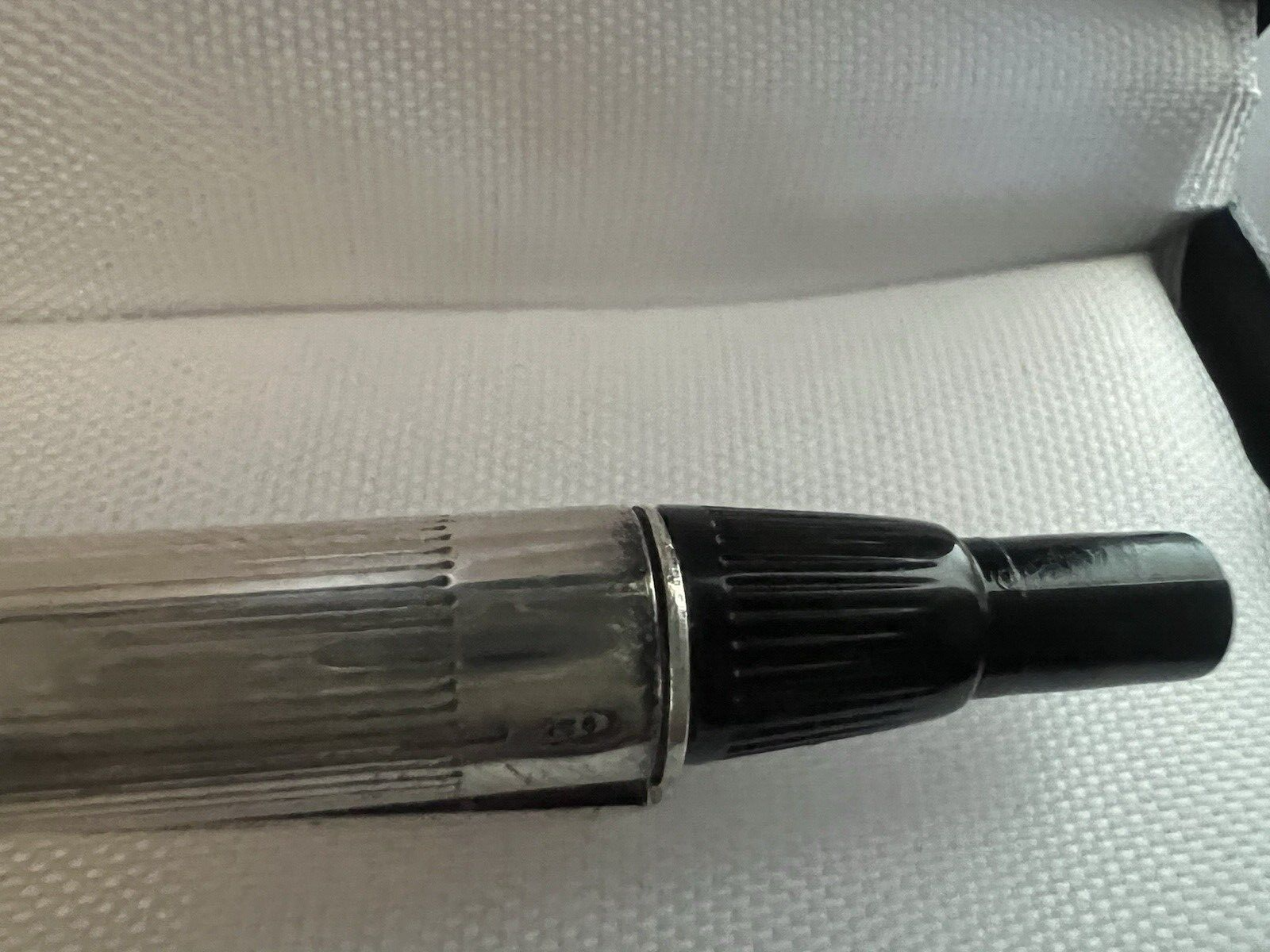 Stylo-Plume Sphère Argent 925 Rayures Mécanisme Bouton Snap Rare Vintage 20