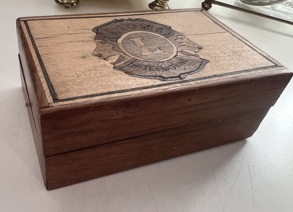 🔴 Lions Club Mosaik-Box, handgefertigte Sarg-Vintage-Box 5 