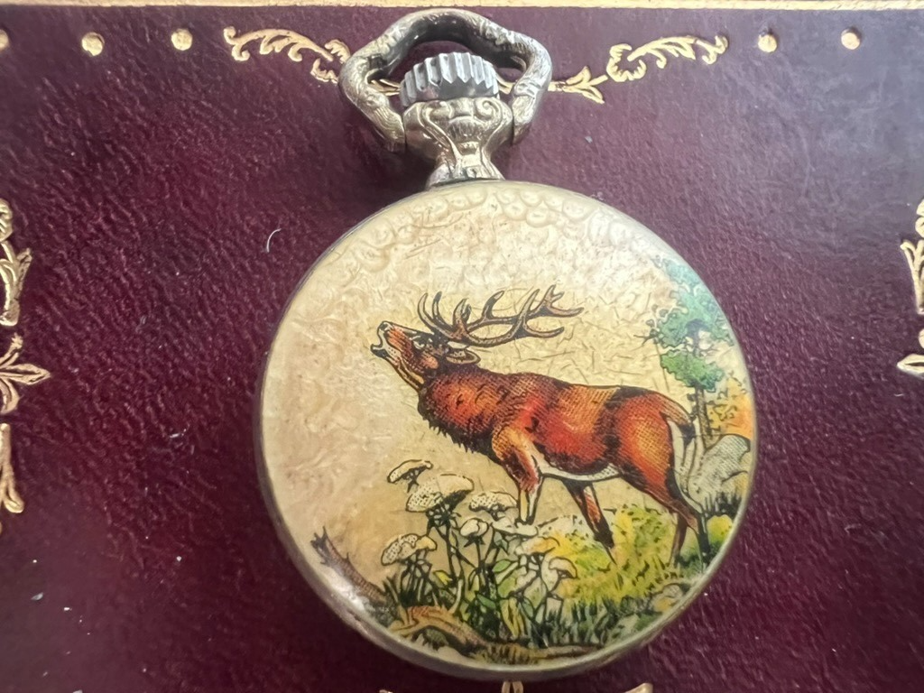Montre Poche Moose Peint A Vernis PIERRE DENILL Remontage Manuel Vintage
