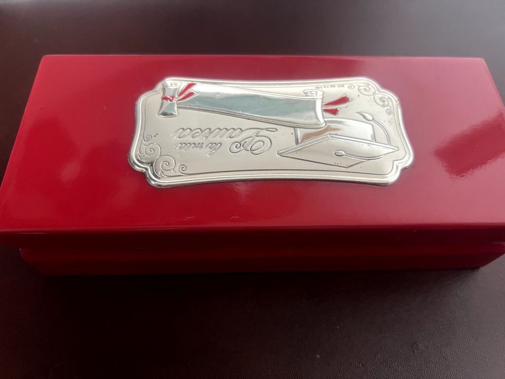 Box Pen Fountain Pen Sphere Silver 925 Wood Red Pencil Case Laurea