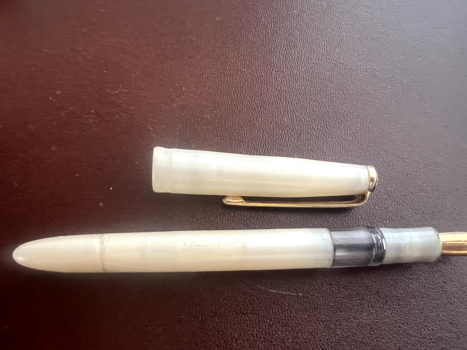 🔴 STILUS penna stilografica celluloide madreperla pennino F scrive vintage