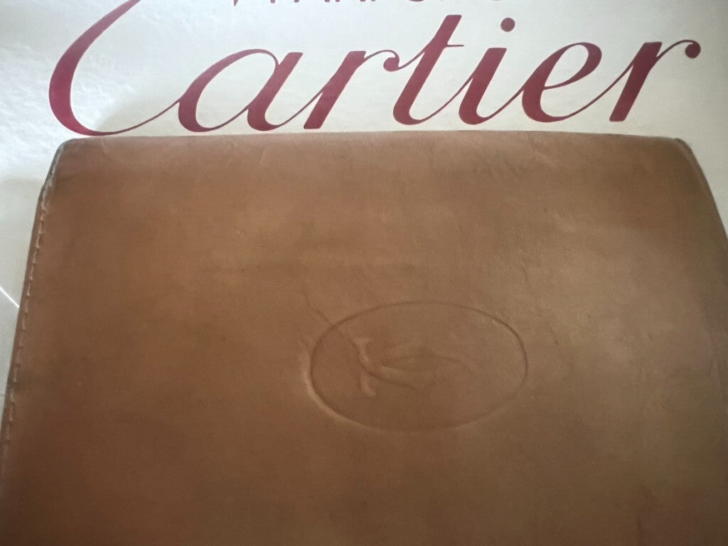CARTIER Women's Wallet Document Holder Leather Flower ORIGINAL Vintage