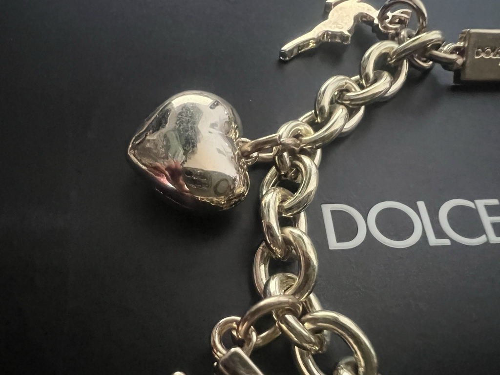 Dolce & Gabbana Bracelet Charm Jewel Steel Golden With Hanging Iconici