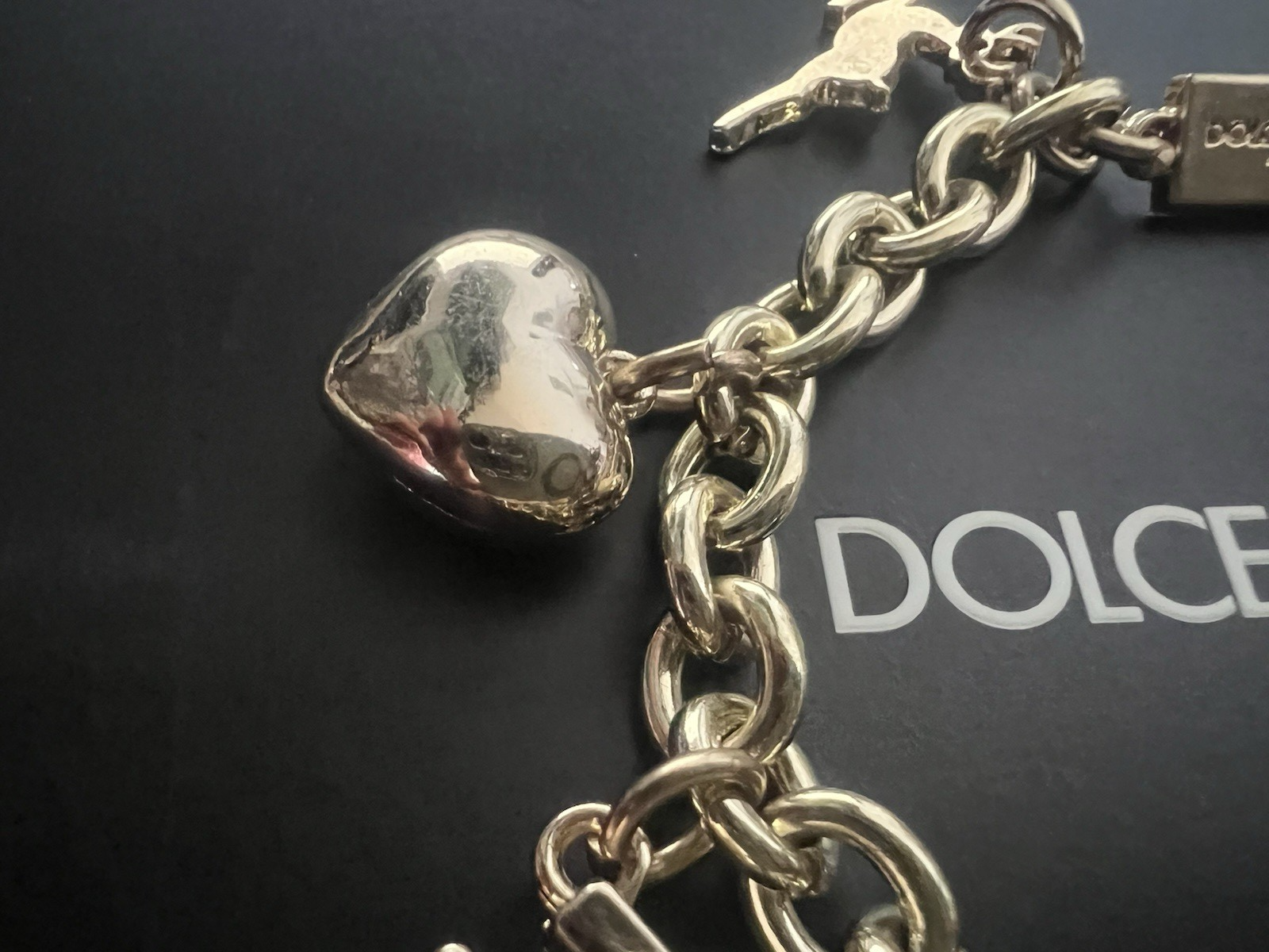Dolce & Gabbana Bracelet Charm Jewel Steel Golden With Hanging Iconici