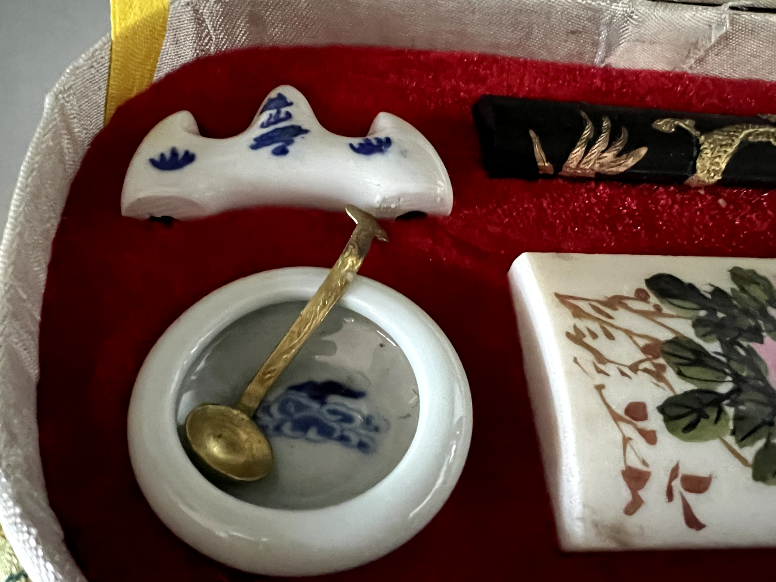 Set Calligraphie Chinois Pinceaux Porte- Encre Complet Boîte Vintage