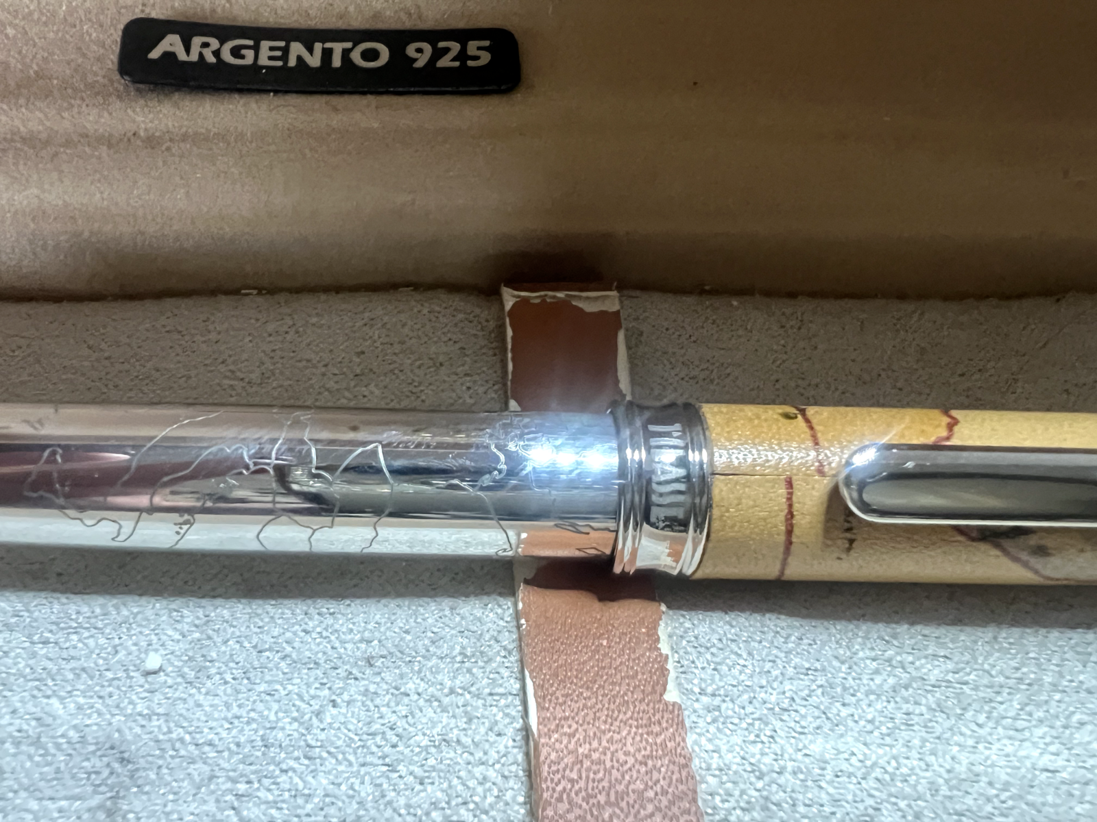 Alviero Martini Stylo-Plume Sphère Roller Argent 925 Première Classe Écrit Cas 