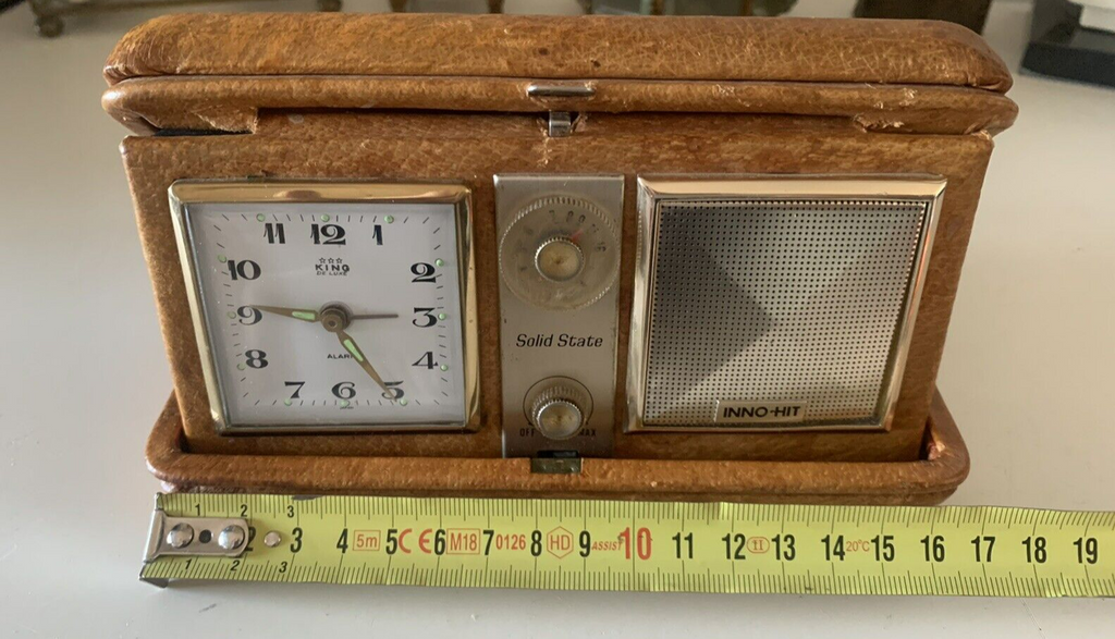 Watch INNO-HIT Radio Alarm Clock Desk Bedside Table Leather Works Vintage 