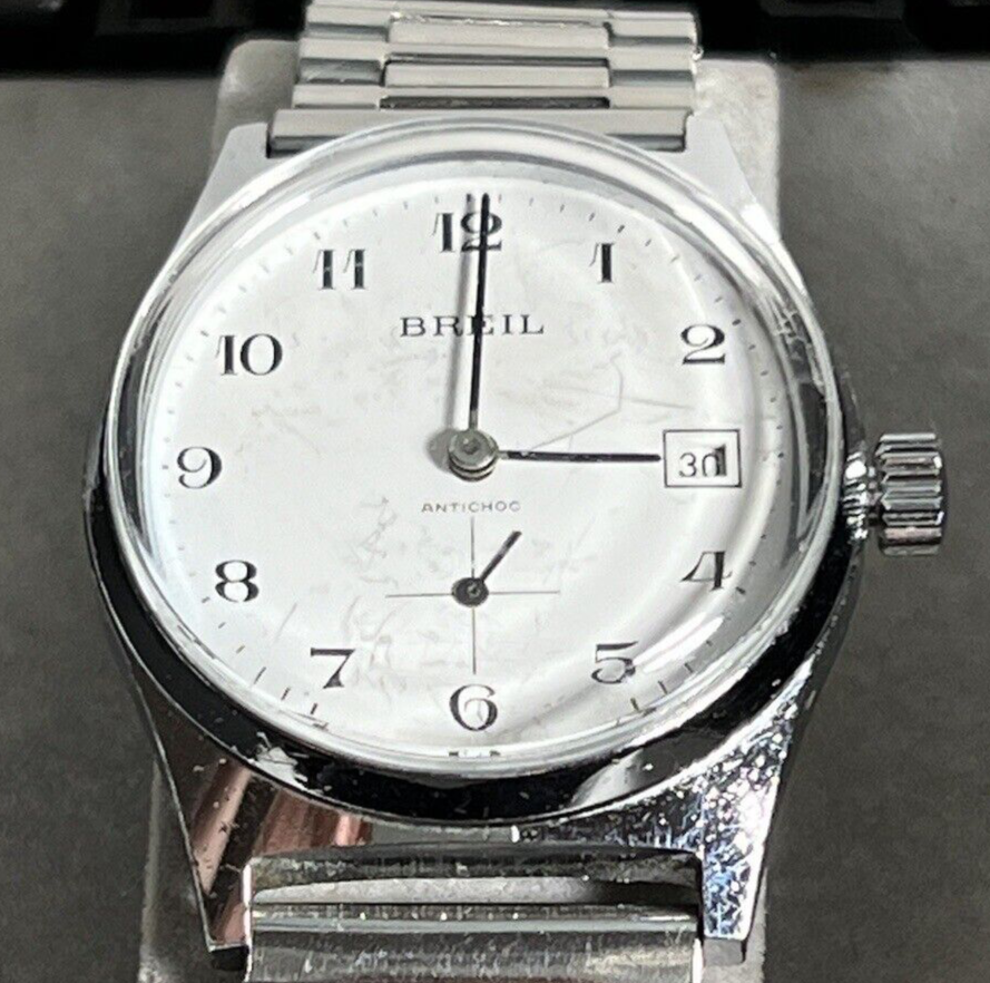 🔴 BREIL orologio acciaio carica manuale funziona con scatola vintage