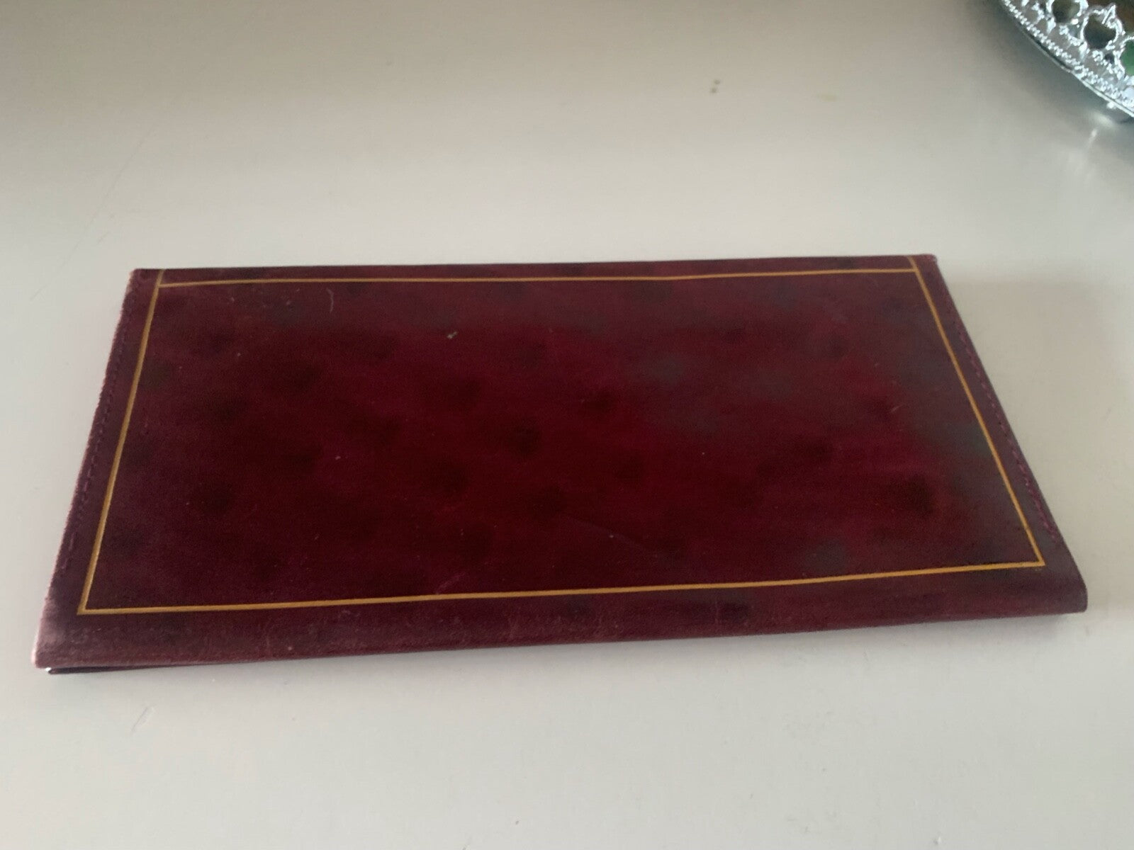 🔴 PORTAFOGLIO artigianale,porta assegni CASSETTO giglio Firenze pelle vintage