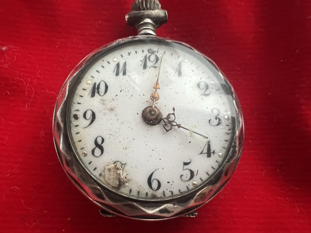 🔴 Orologio tasca ARGENTO 800 donna da revisionare parti vintage REMONTOIR 6