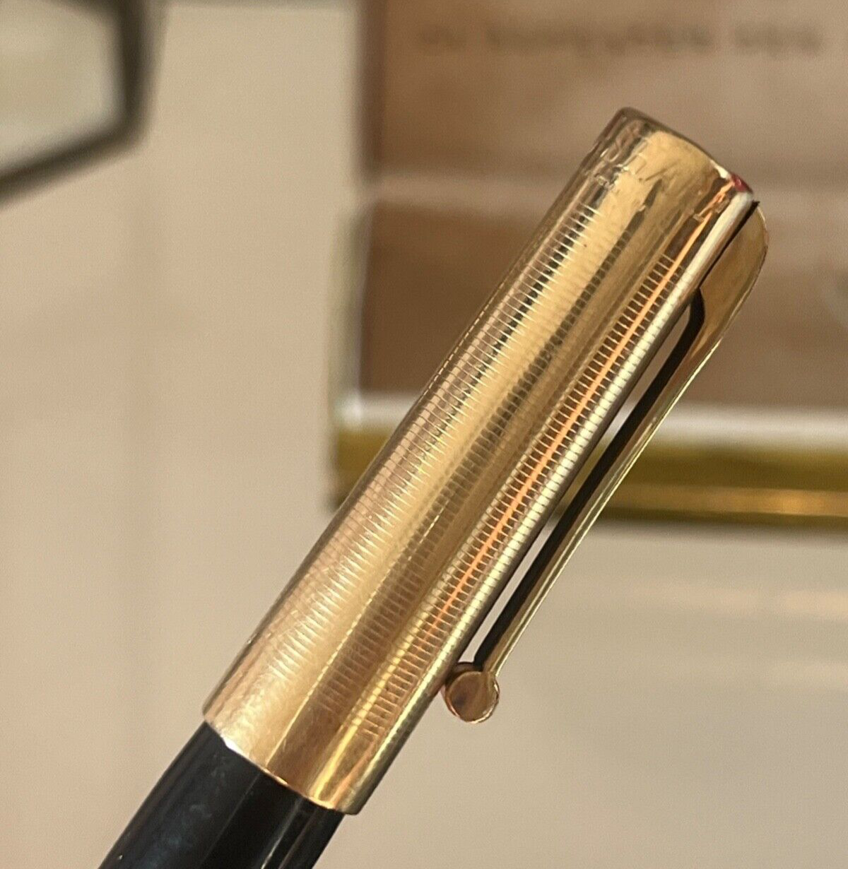 Eversharp Stylo-Plume Sphère Capuche Laminé Or Avec Boîte Rare Vintage