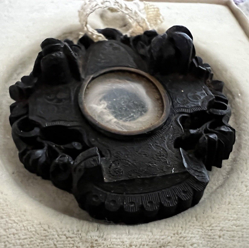 Pendentif Porte- Relique Bois Sculpté Main Médaillon Central Antique 800 