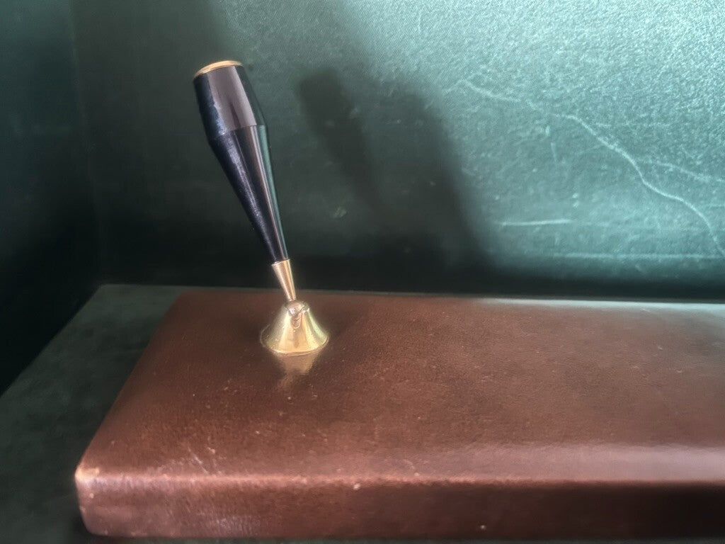 🔴 Stiloforo base penna stilografica sfera PELLE portapenna scrivania vintage