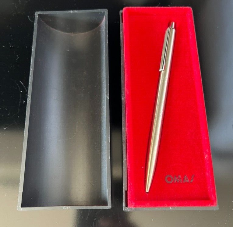 🔴 OMAS penna sfera cromata metallo pulsante a scatto scrive italiana vintage