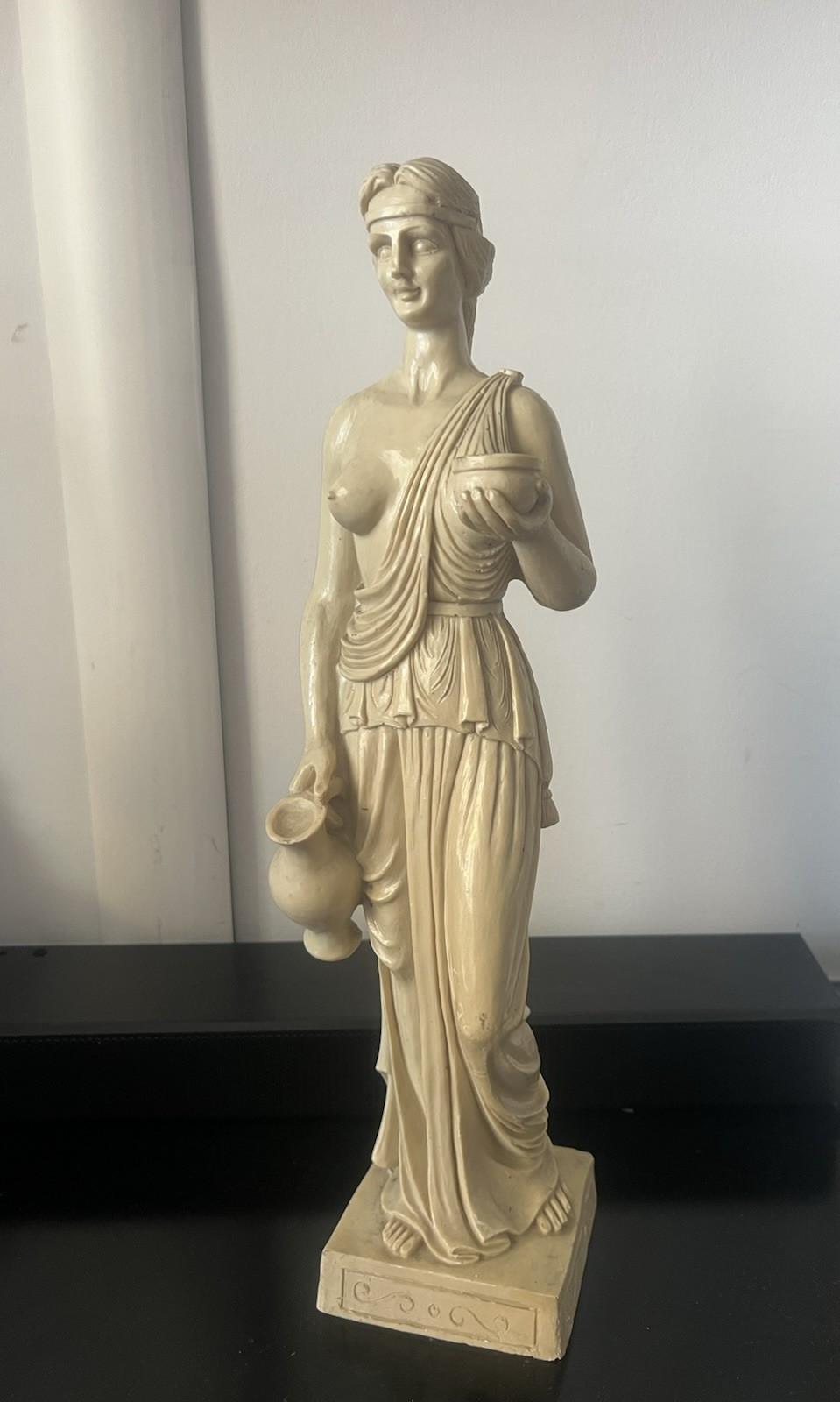 🔴 Statua dea EBE polvere di marmo R.B. drappeggi lavorati h 40 Italy vintage