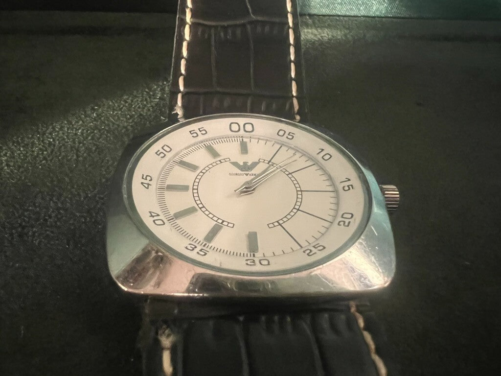 Emporio Armani Men's Watch Quartz Steel Square Case And Warranty