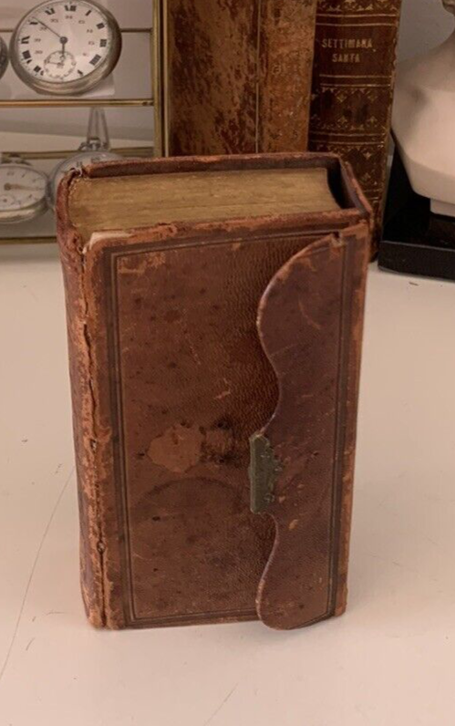Book New Testament German Antique 1868 Cover IN Skin Antique Vintage