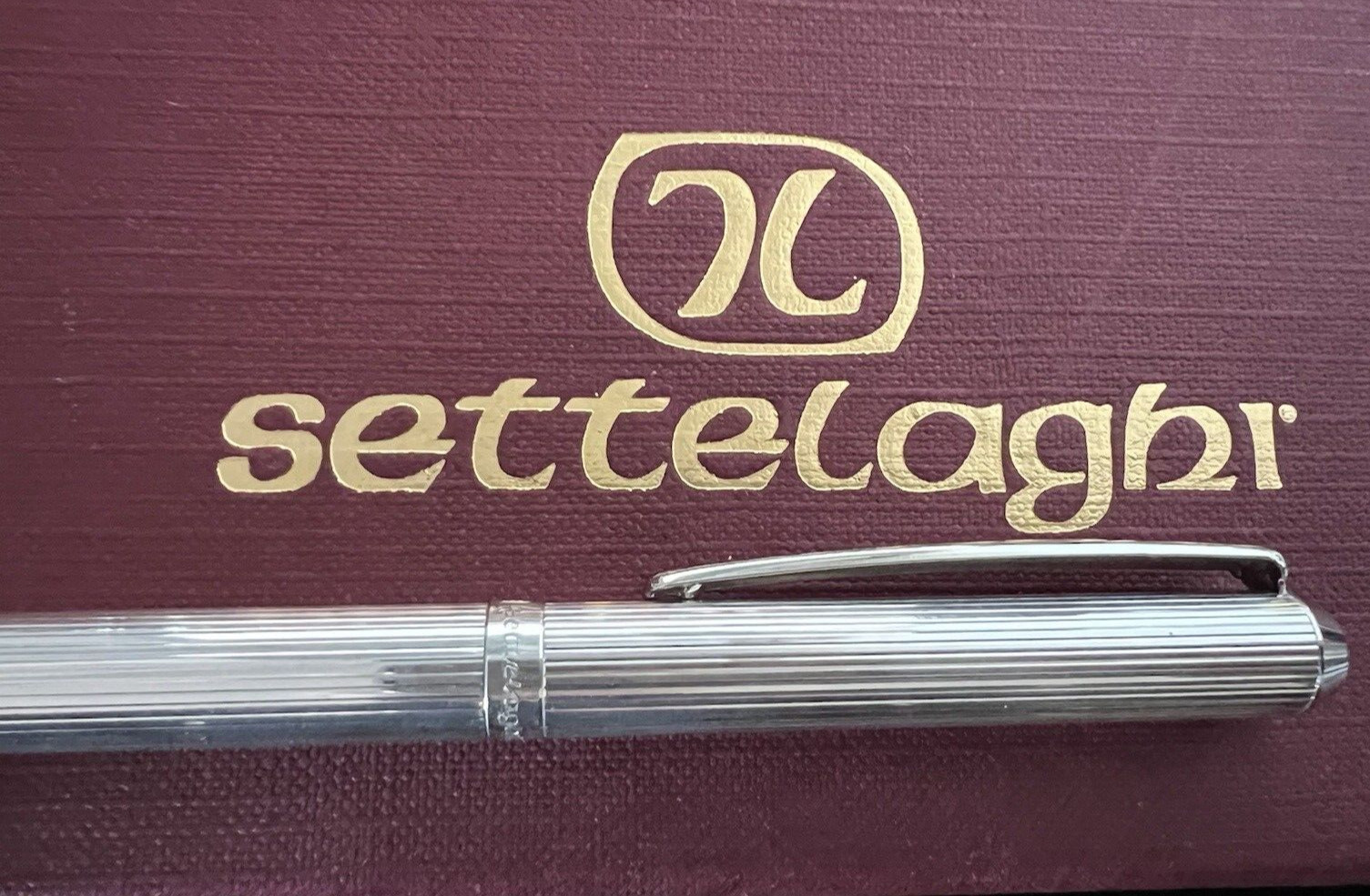 Settelaghi Stylo-Plume Stylo à Plume Argent Massif 925 Rayé Cartouche Écrit 5