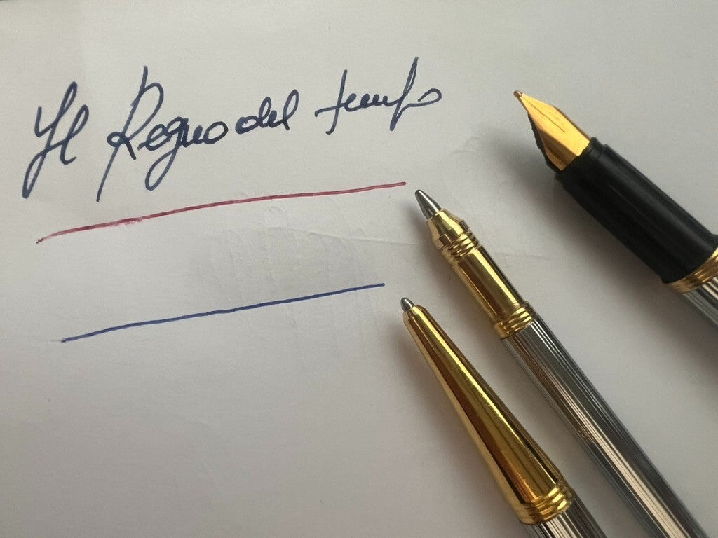 🔴 Penna stilografica e sfera mini e standard metallo cromate scrivono vintage