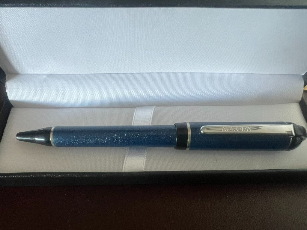 🔴 AURORA penna sfera Idea blu con brillantini multicolore scrive vintage