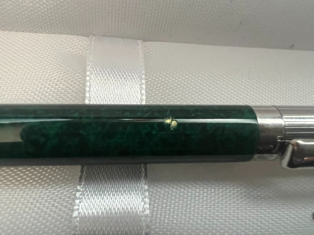 Stylo-Plume Sphère Argent 925 Laque Vert Bouton Snap Écrit Vintage 23