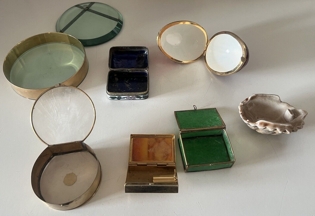 🔴 Scatole cofanetti scatoline ottone e vetro metallo e fabergè vintage