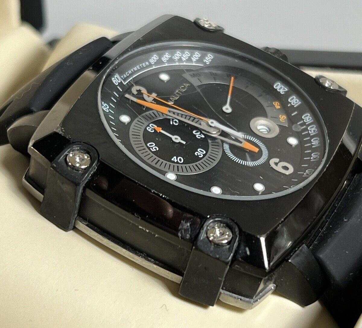 Nautica Chronograph Men's A38500 Waterproof Rate 5 Atm Oversize 48 MM Box
