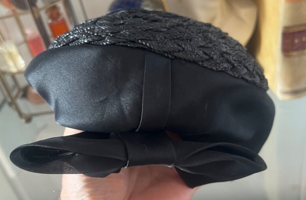 🔴 FEDORA cappello donna nero con fiocco 56 A elegante effetto seta Roma