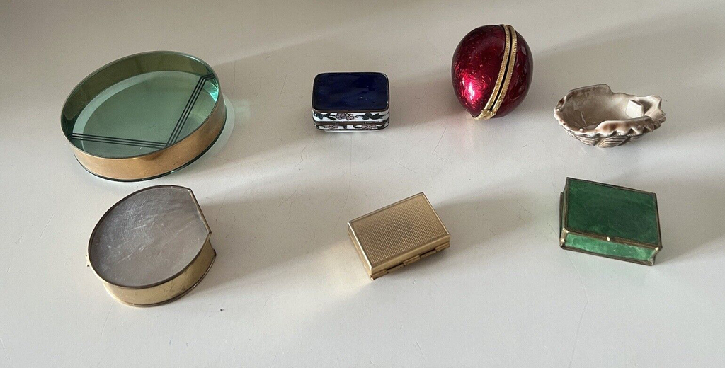 🔴 Scatole cofanetti scatoline ottone e vetro metallo e fabergè vintage