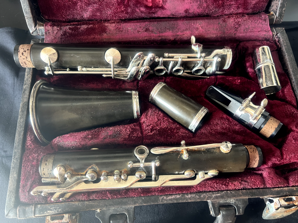 🔴 Clarinetto HSINGHAI legno completo valigia interno velluto originale vintage