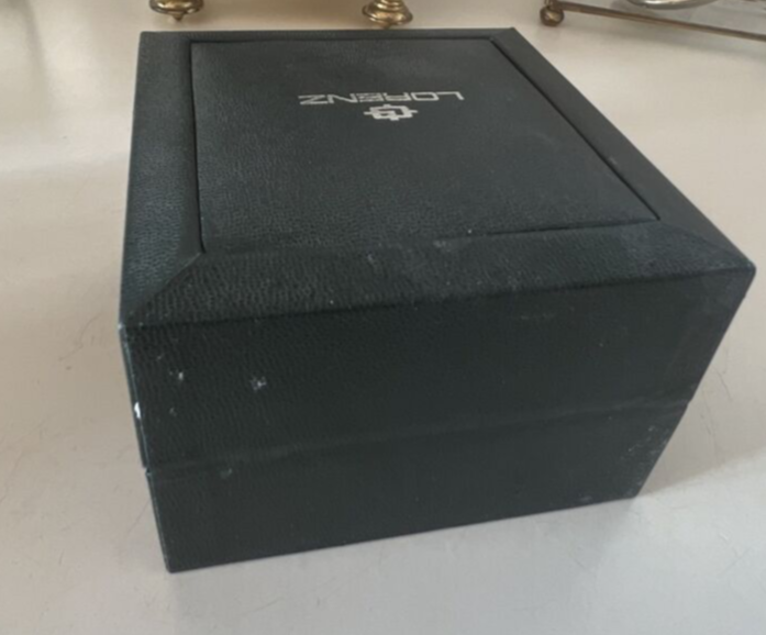 🔴 LORENZ scatola box orologio verde custodia cuscino vintage