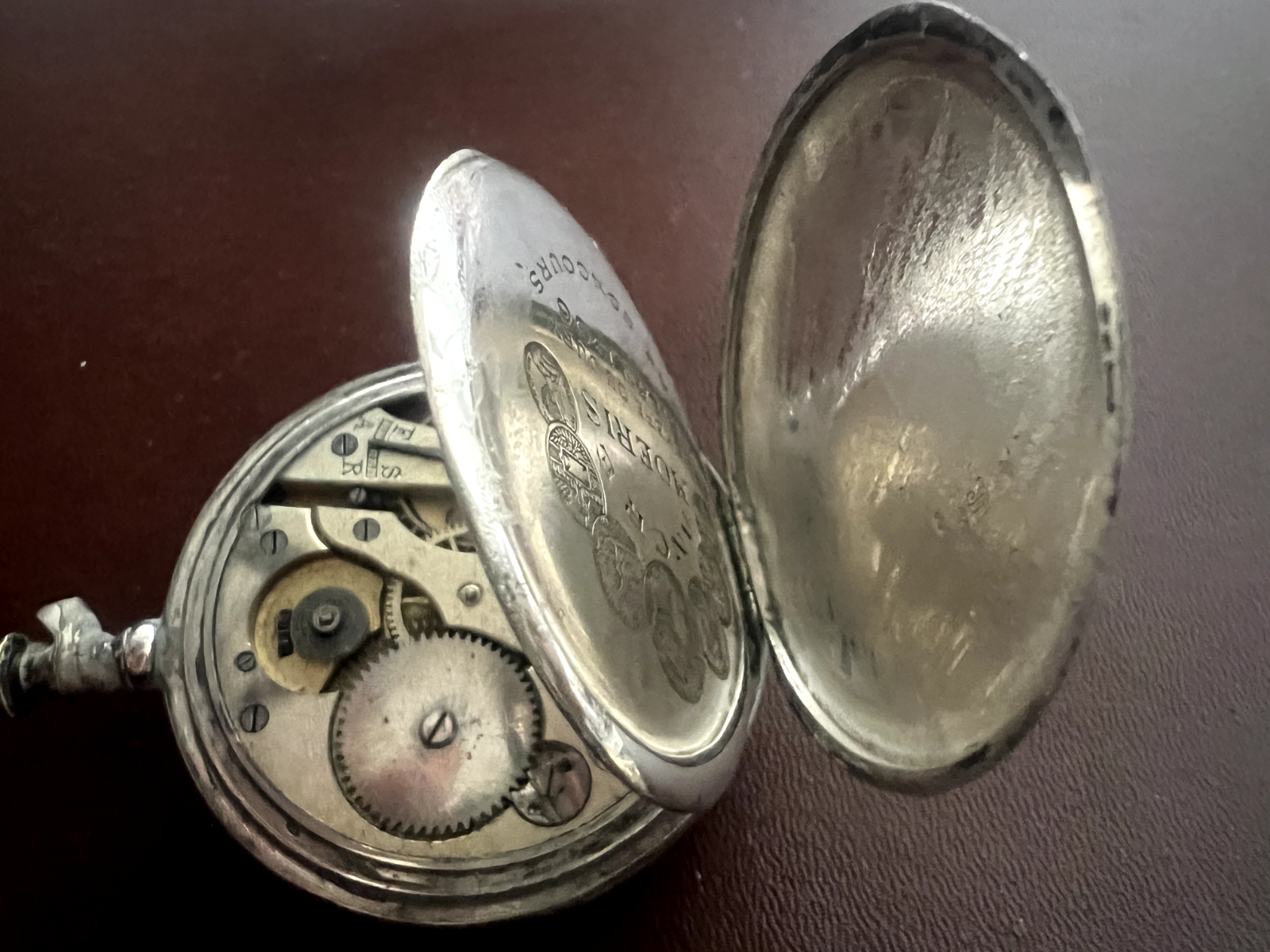 🔴 Orologio tasca ARGENTO 800 uomo da revisionare parti vintage Moeris N 16