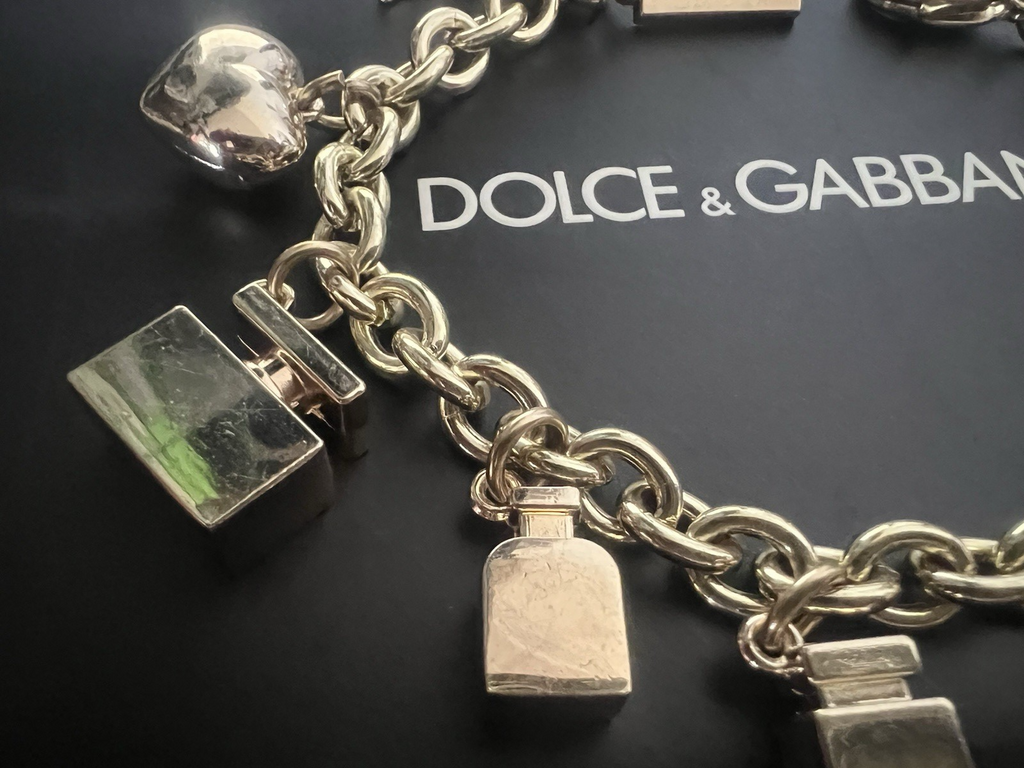 Dolce & Gabbana Bracelet Charm Jewel Steel Golden With Hanging Iconici