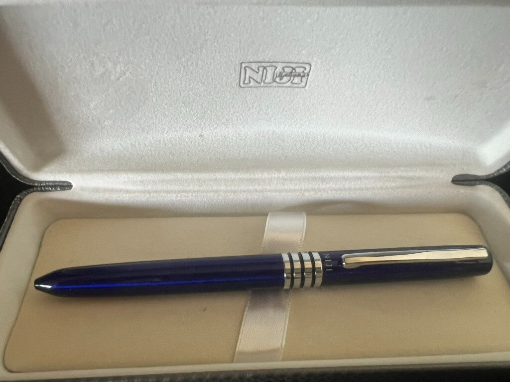 🔴 NIJI penna sfera blu trasparente profili cromati scrive con astuccio