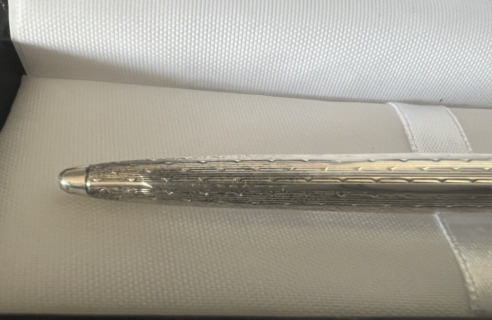 🔴 Penna sfera ARGENTO 800 massiccio corpo guillocchè bassorilievo vintage 24