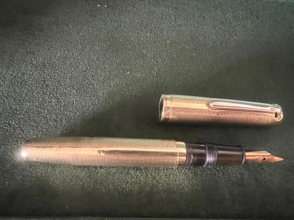 Columbus Extra Stylo-Plume Stylo à Plume Plaqué Or 18 KT Levier Écrit Vintage