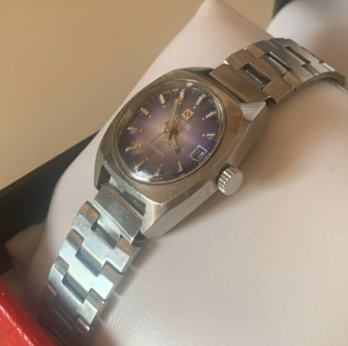 🔴 Orologio donna FULGOR automatico vintage quadrante blu sfumato, funzionante