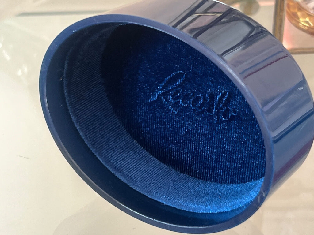 Re Carlo Boîte Boucles D'Oreilles Bijou Housse Trousse Velours Bleu Ovale