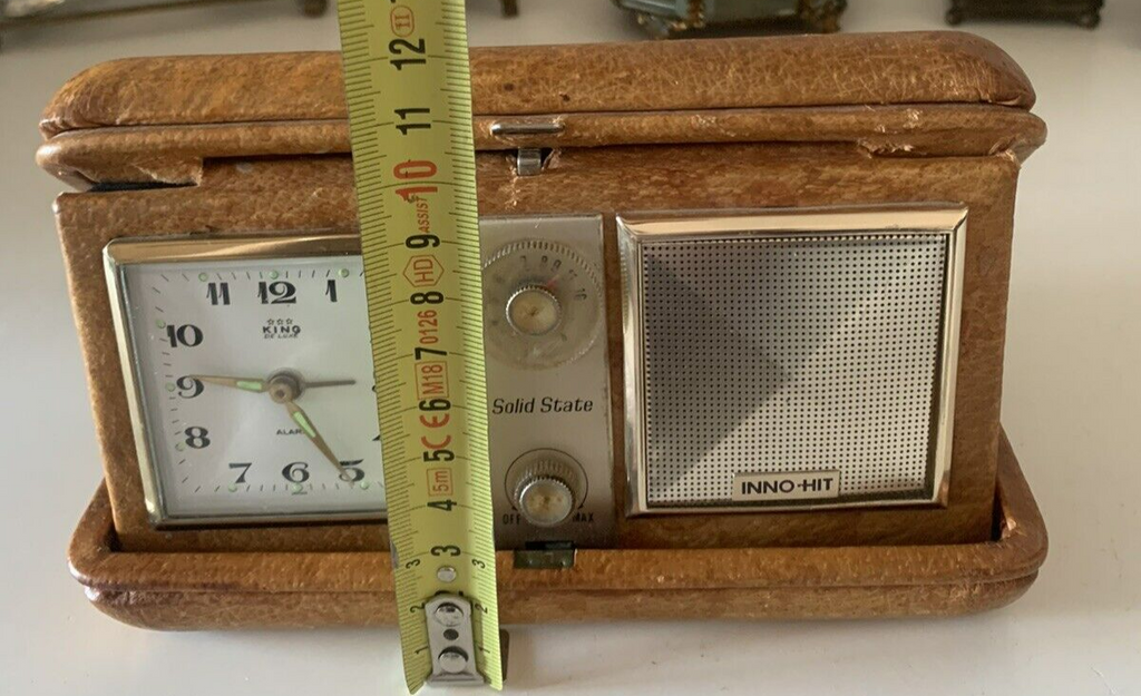 Watch INNO-HIT Radio Alarm Clock Desk Bedside Table Leather Works Vintage 