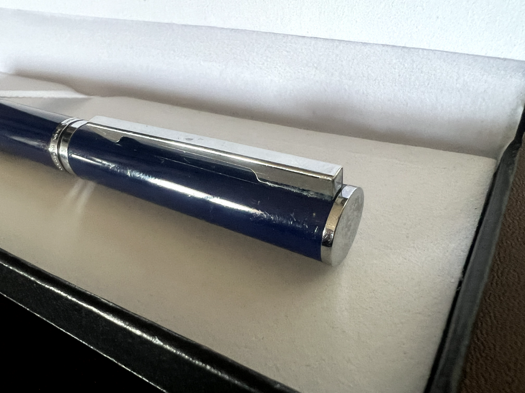 🔴 WATERMAN penna stilografica lacca blu profili cromati a cartuccia pennino F