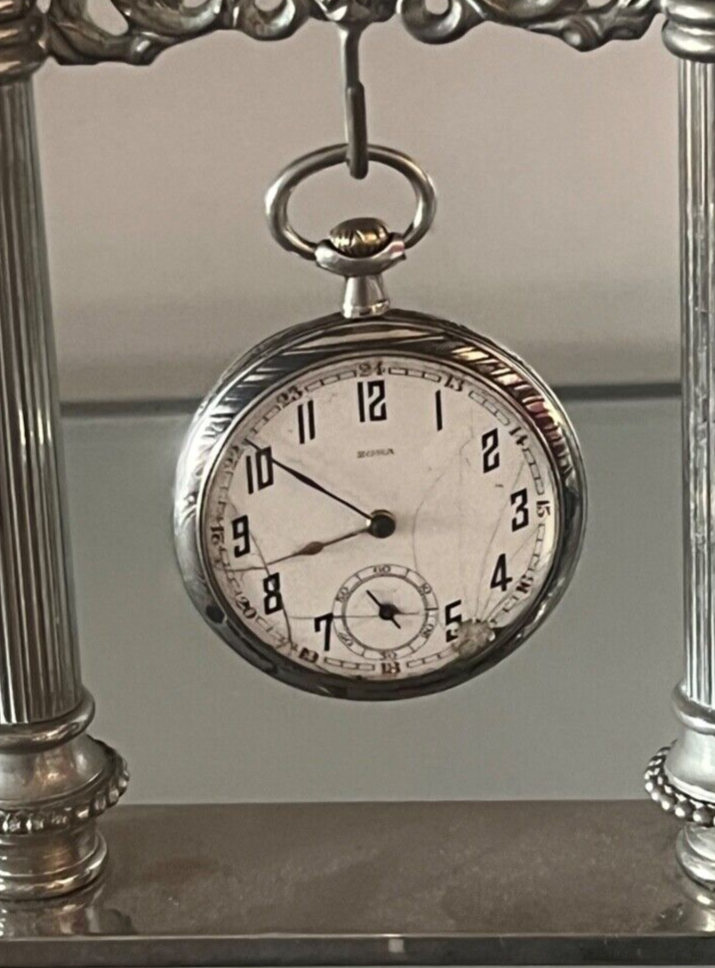 Zora Orologio Poche Argent 800 Étui Ciselé De Examen Pièces Vintage