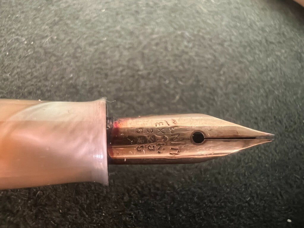 🔴 ZENITH penna stilografica Extra effetto madreperla pennino ORO scrive vintage