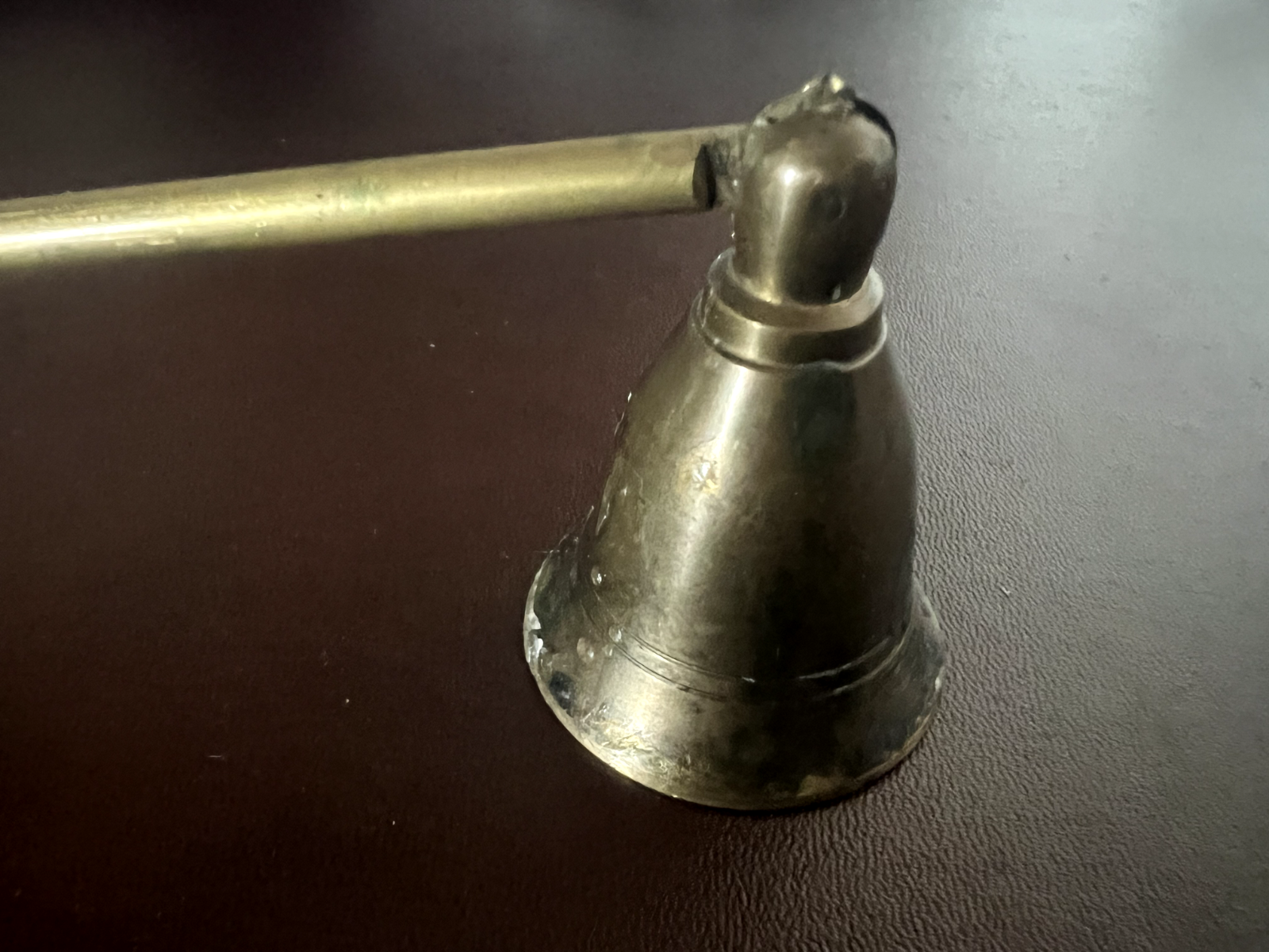 🔴 Spegni candela smorza candela OTTONE MASSICCIO legno lunghezza 30 centimetri