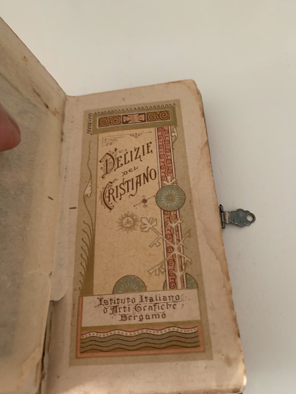 🔴 Book DELIGHTS OF THE CHRISTIAN thick booklet with antique holy cards 1897 