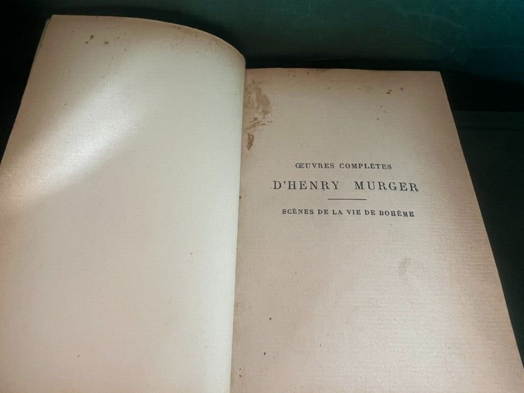 🔴 Libro BOHEME scene della vita di D'Henry Murger in francese antico 1859