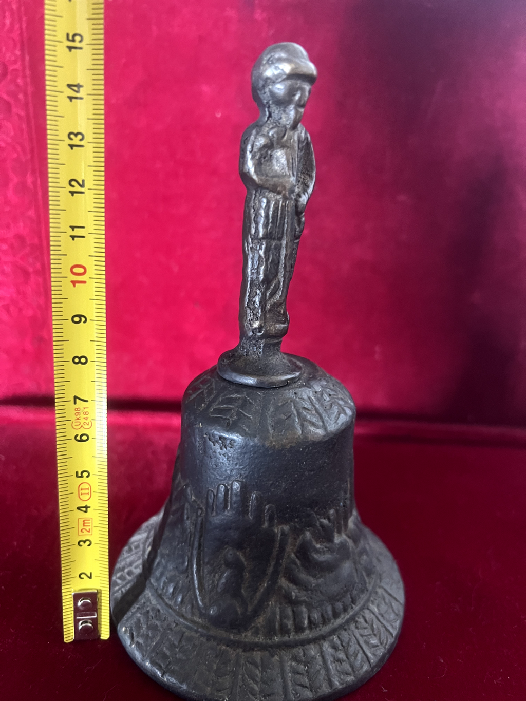 🔴 CAMPANELLO campanella campana metallo bronzo da altare h 15 cm vintage