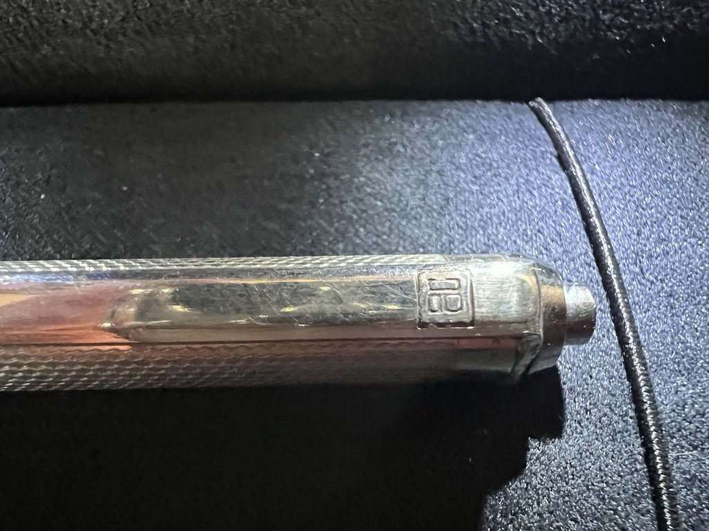 🔴 Penna sfera ARGENTO MASSICCIO 925 onde bassorilievo guillocchè scatto 25