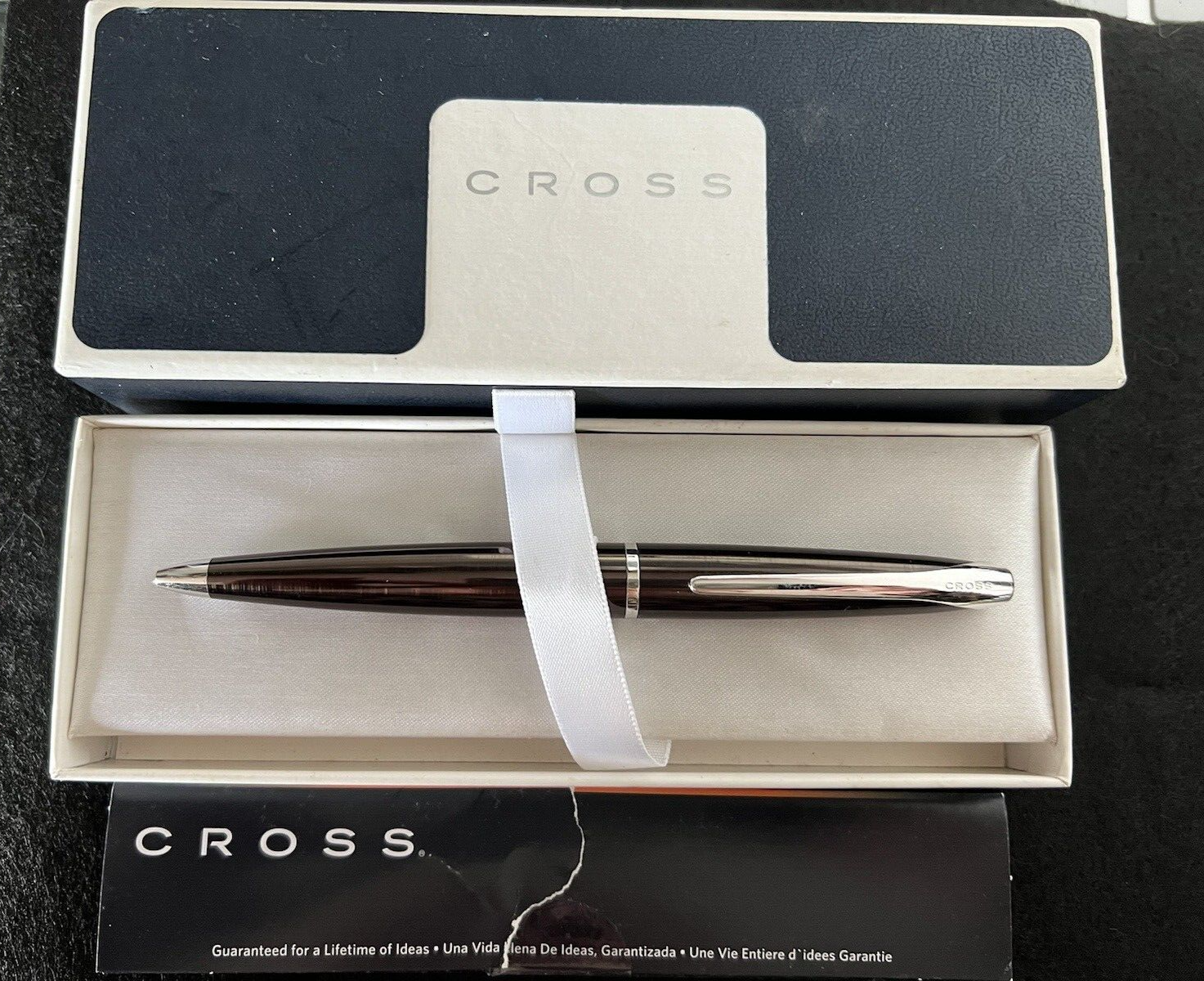 🔴 CROSS penna sfera lacca millerighe marrone e cromata aereodinamica scrive E