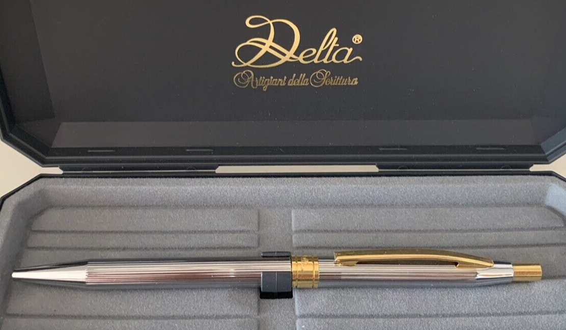 Delta Stylo-Plume Sphère Biro Activa Hitech Design Avec Trousse, Vintage
